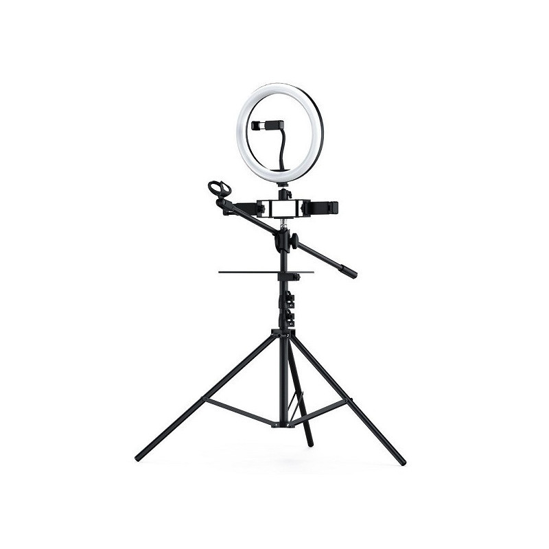PM-213 Tripod Ring Light With Microphone Stand And 2 Phone Holders